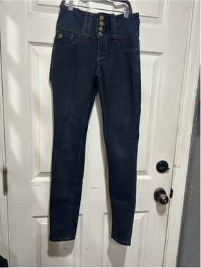 Women's Classic Blue Jeans High Rise Skinny Jeans Size 7 Dark Blue
